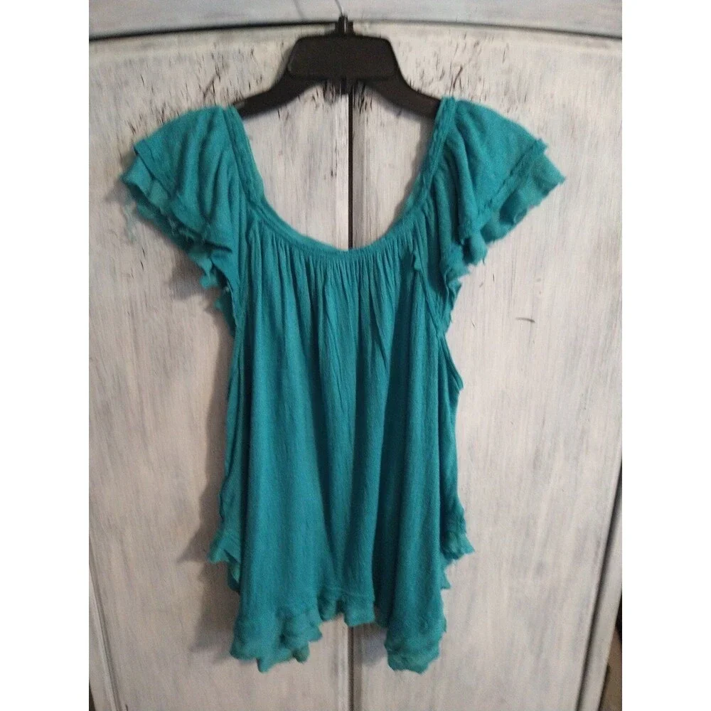 Free people top Blue Sm Boho Feminine Cottagecore Peasant